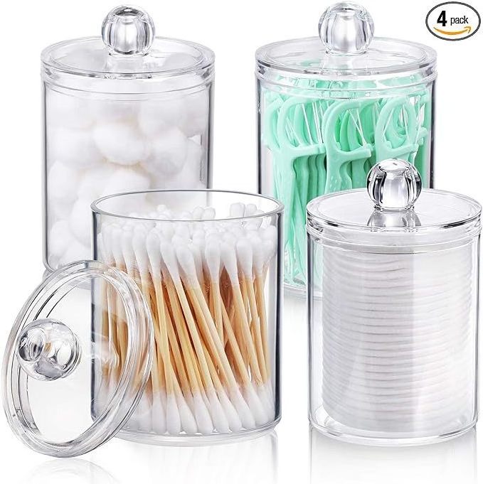 Wholesale Transparent Multifunction Plastic Cotton Swab Ball Pad Holder with Lid Jewelry and Cosmetics Storage Organizer