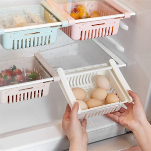 Wholesale Multifunction Retractable Drawer Type Storage Box Plastic Storage Container Shelf Fruit Egg Food Storage Box