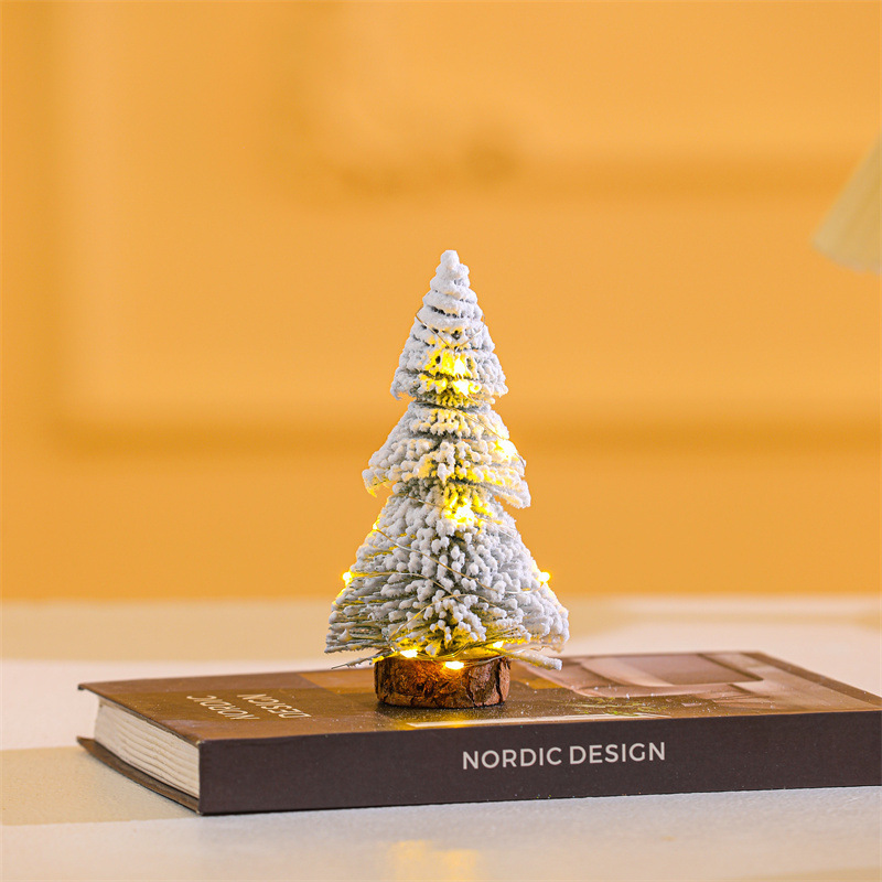 Cross-border new tower-shaped flocking snow pine tree desktop decorations Christmas decorations Christmas tree