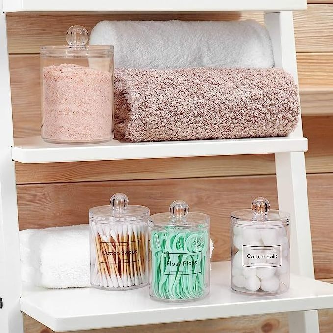 Wholesale Transparent Multifunction Plastic Cotton Swab Ball Pad Holder with Lid Jewelry and Cosmetics Storage Organizer