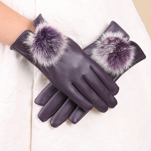 New design winter warm gloves plus fleece waterproof women's PU leather gloves  play mobile phone touch screen glove