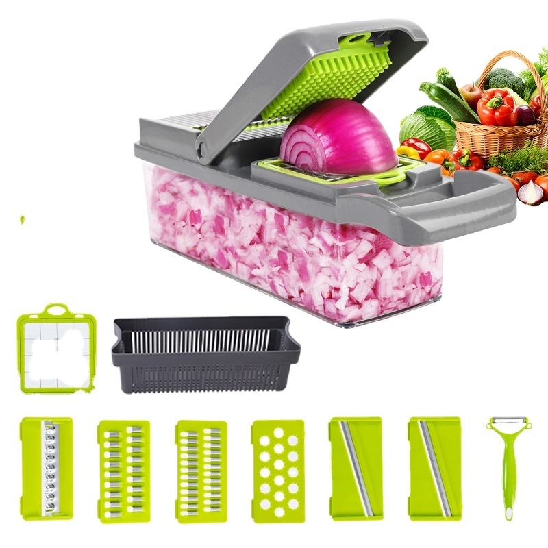 New Arrival Multifunctional  16In1 Handheld Vegetable Chopper Onion Cutter Potato Peeler Kitchen Fruits Slicer Vegetable Cutter