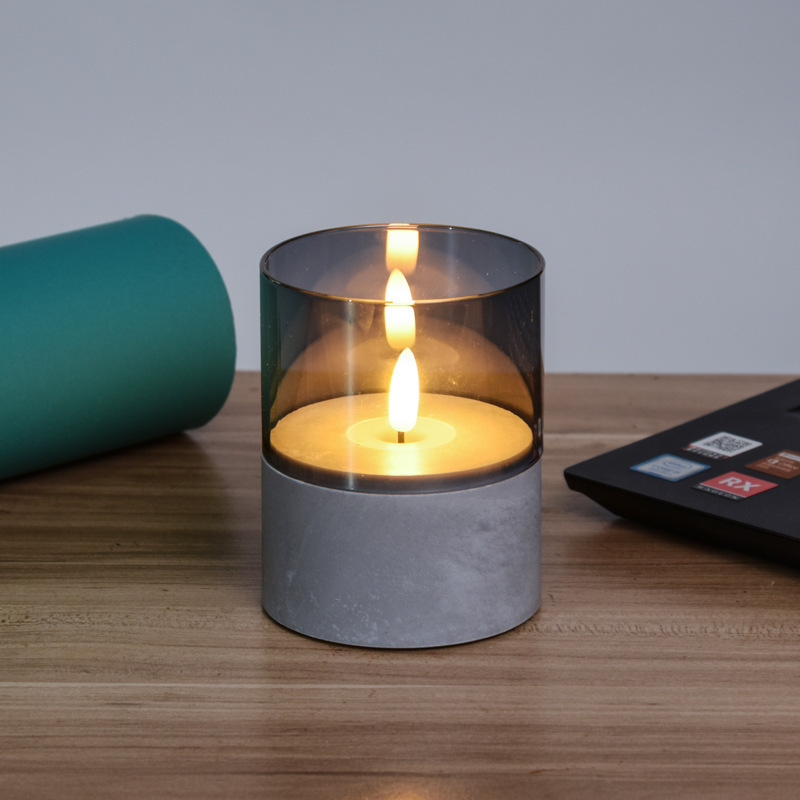 FASHION Battery powered flameless Flickering pillar led candle light in clear plastic with moving flame electronic candles