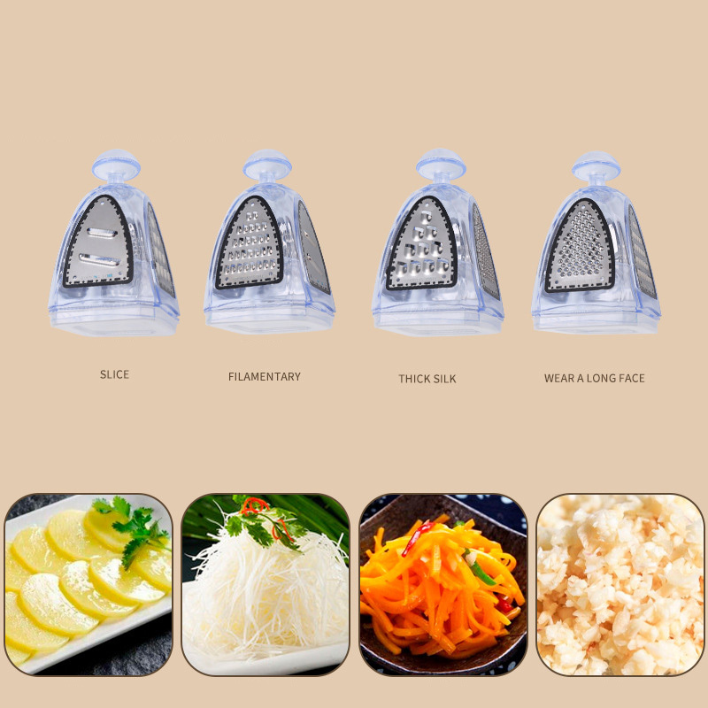 Factory Custom Portable Grater Vegetable Chopper Manual Pc 4 Sides Box Cheese Grater with Container