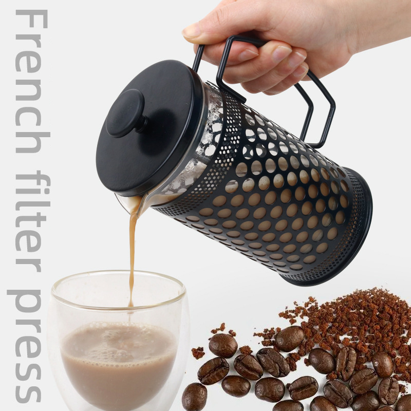 French Press Coffee Pot Filter Cup Appliance Hand Flush Household French Press Heat-Resistant Tea Maker