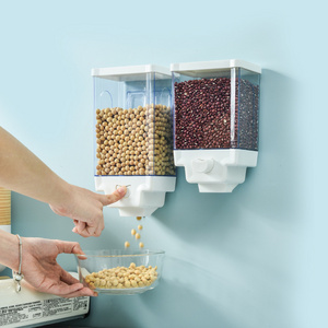 Cereal Dispenser Wall Mounted Container Storage Box Plastic Container Kitchen Double Wall Rice Dispenser Wall Mounted