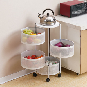 Rotating Kitchen Shelving Home Living Room Snack Box Toy Fruit and Vegetable Basket Multi-layer Cart Storage Rack