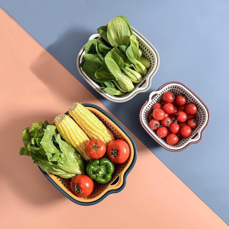 Kitchen Draining Basket Double-Layer House Hold Multi-Functional Fruit And Vegetable Washing Basket