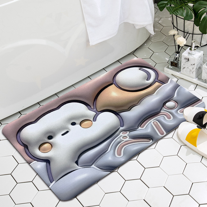 3d Cartoon Flower Foot Mat Diatom Mud Cushion Antislip Foot Mat For Bathroom