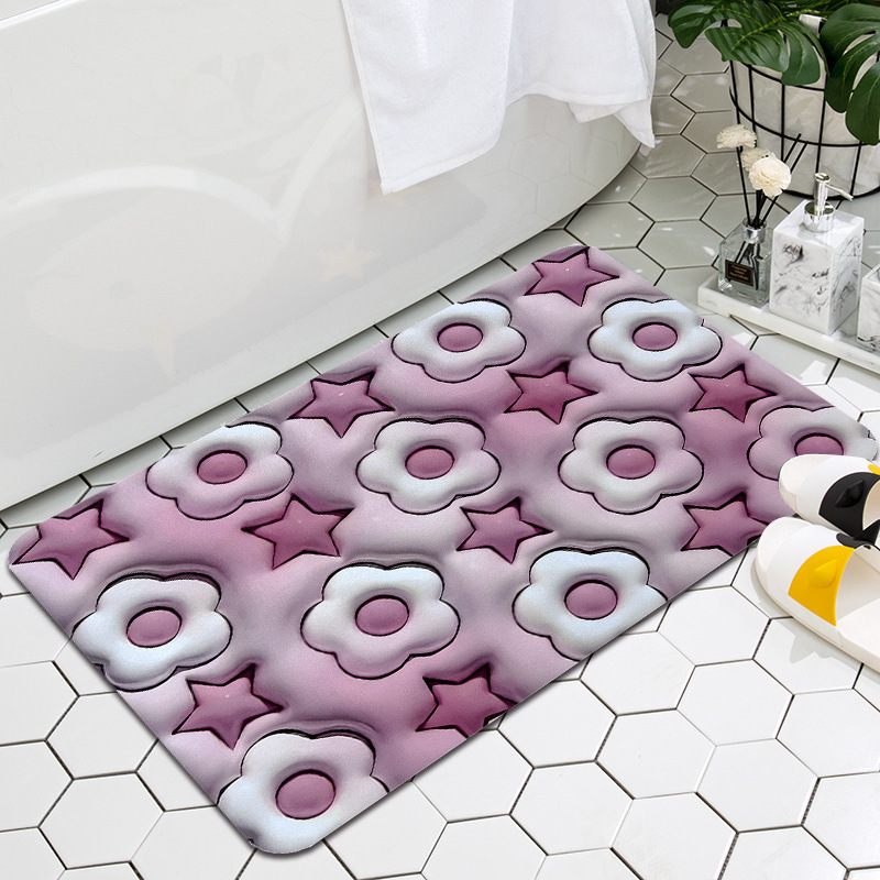 3d Cartoon Flower Foot Mat Diatom Mud Cushion Antislip Foot Mat For Bathroom