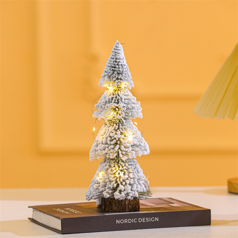 Cross-border new tower-shaped flocking snow pine tree desktop decorations Christmas decorations Christmas tree