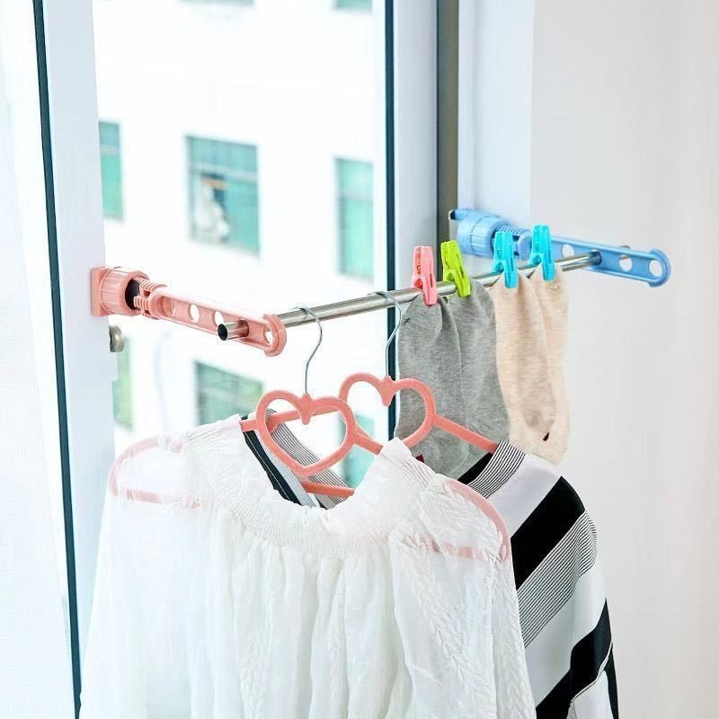 FASHION Window Frame Plastic Cloth Hanger Rack Adjustable Home Accessories for Clothes Stand Portable 5 &8-holes Drying Rack