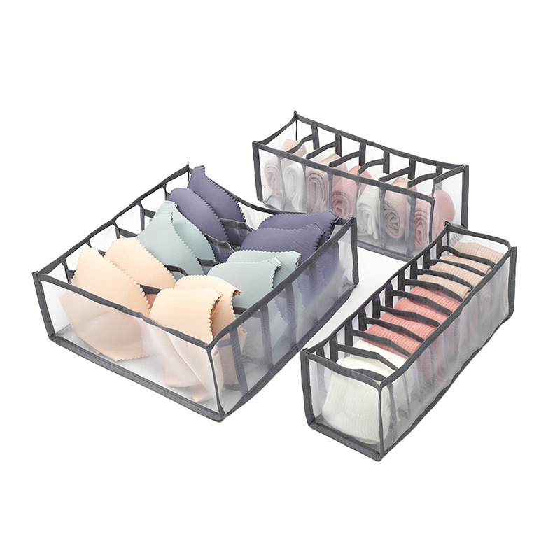 Underwear bra socks collapsible transparent mesh closet drawer storage divider organizer