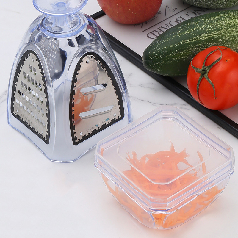 Factory Custom Portable Grater Vegetable Chopper Manual Pc 4 Sides Box Cheese Grater with Container