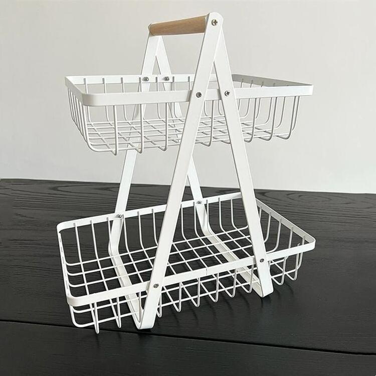 Fruit and Vegetable double layer display rack Metal kitchen fruit rack