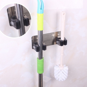 Mop Broom Holder Wall Mounted Mop Household Adhesive Storage Hanger Hook Racks Kitchen Bathroom Organizer