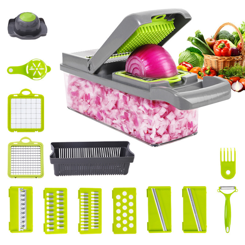 New Arrival Multifunctional  16In1 Handheld Vegetable Chopper Onion Cutter Potato Peeler Kitchen Fruits Slicer Vegetable Cutter