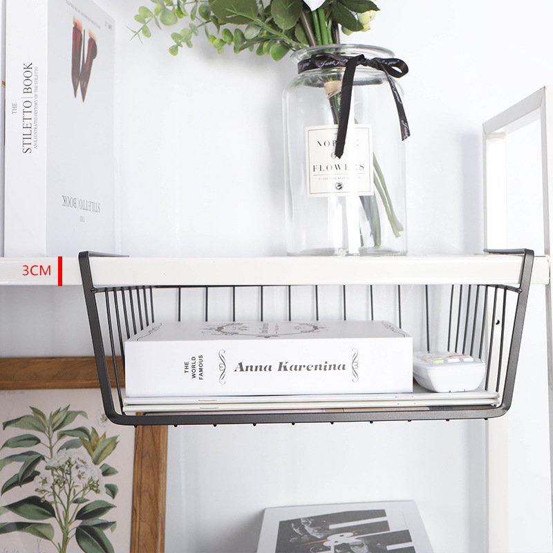 High Quality Under Shelf Hanging Storage Basket Non Perforated Cabinet Storage Rack Multi-functional Hanging Basket