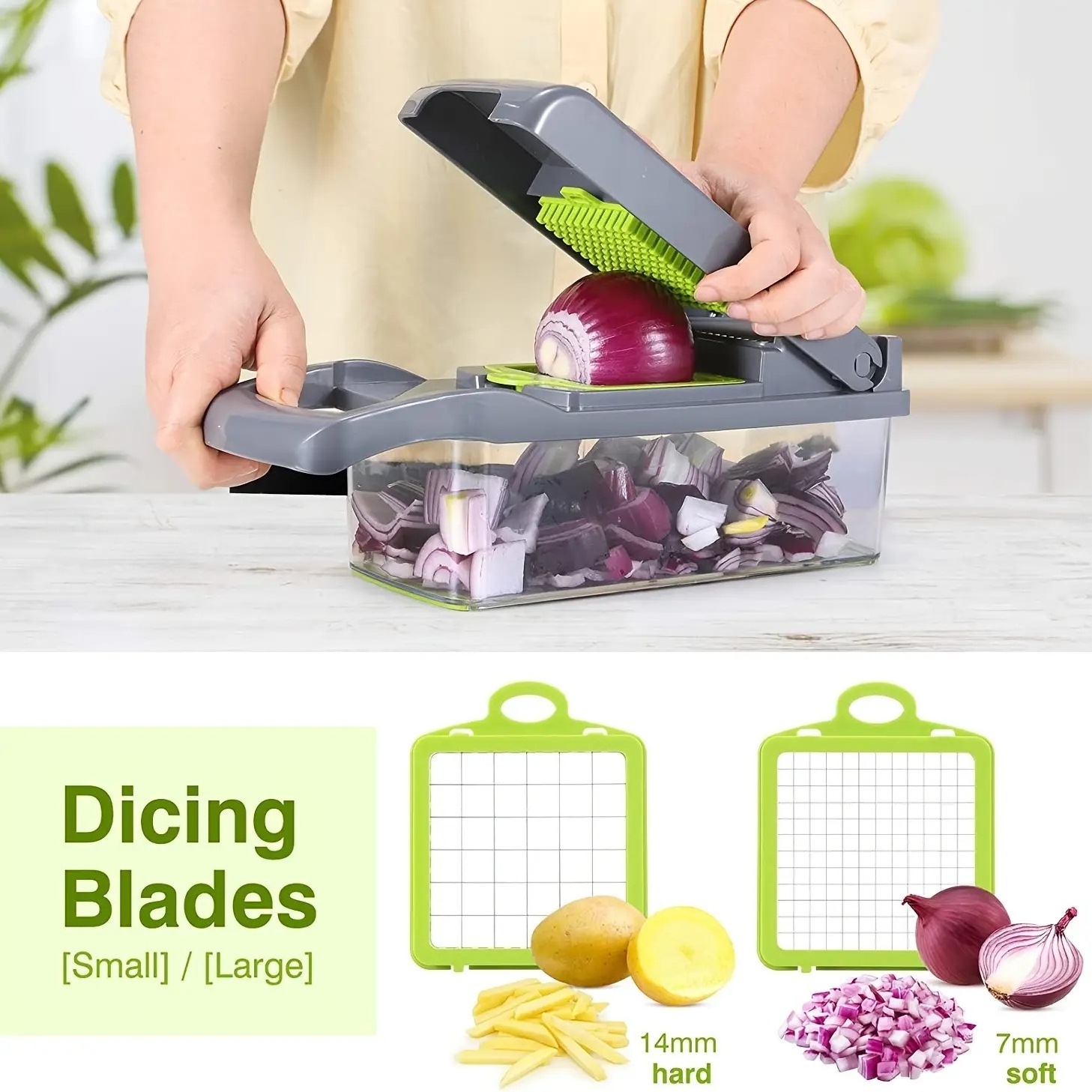 16 in 1 Multifunctional Handheld Onion Cutter Fruits Slicer Potatoes Press Peeler Manual Vegetable Chopper Garlic Crusher