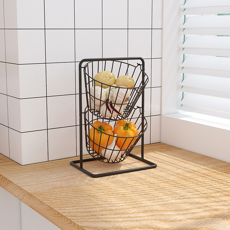 Home Kitchen Metal  Metal Wire Fruit Basket Vegetable Basket Stand On Floor Organizer For Kitchen Storage