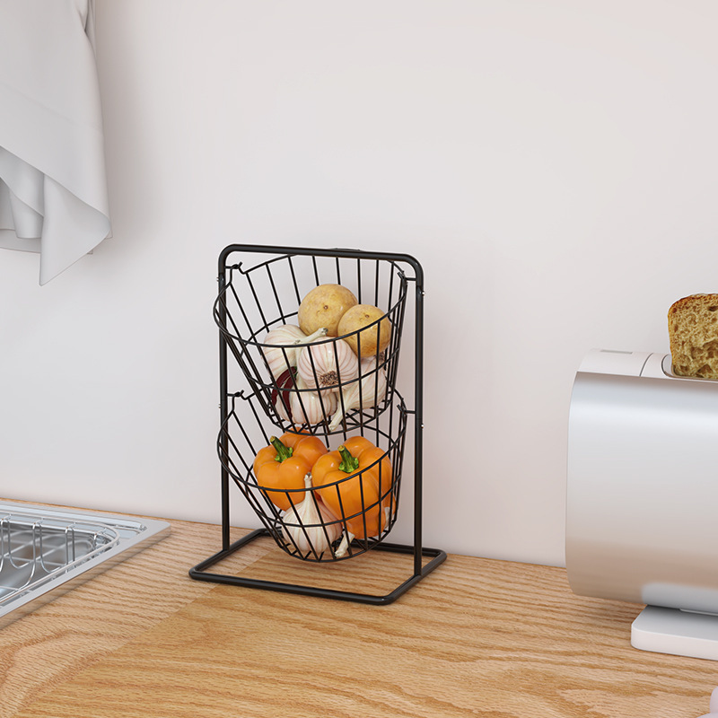 Home Kitchen Metal  Metal Wire Fruit Basket Vegetable Basket Stand On Floor Organizer For Kitchen Storage