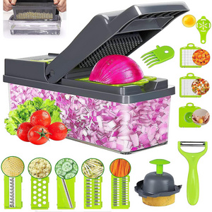 16 in 1 Multifunctional Handheld Onion Cutter Fruits Slicer Potatoes Press Peeler Manual Vegetable Chopper Garlic Crusher