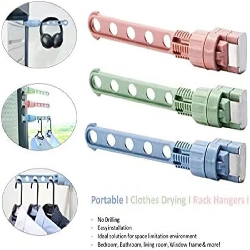 FASHION Window Frame Plastic Cloth Hanger Rack Adjustable Home Accessories for Clothes Stand Portable 5 &8-holes Drying Rack