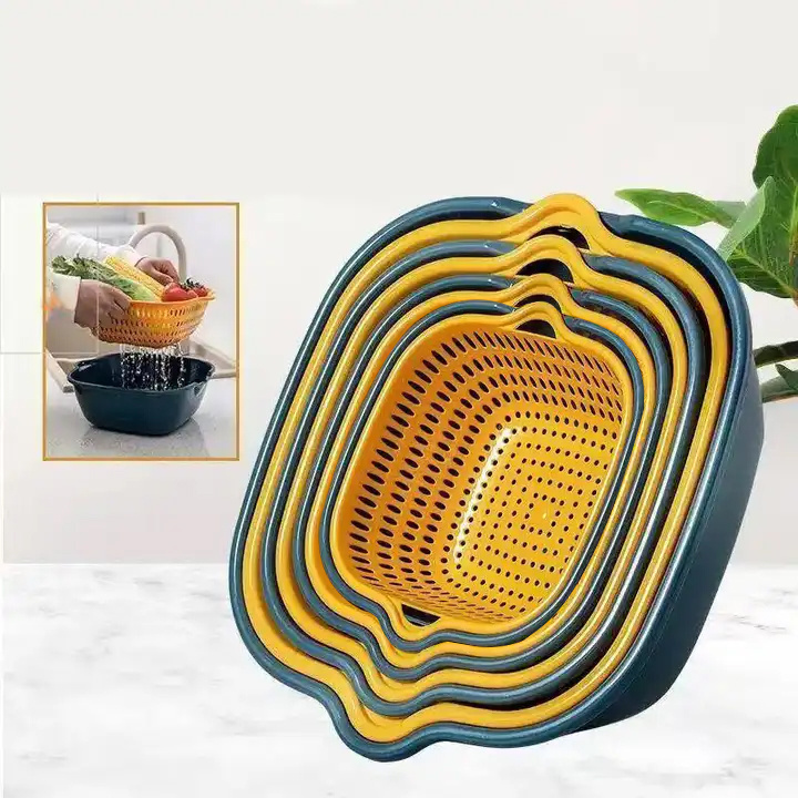 Kitchen Draining Basket Double-Layer House Hold Multi-Functional Fruit And Vegetable Washing Basket