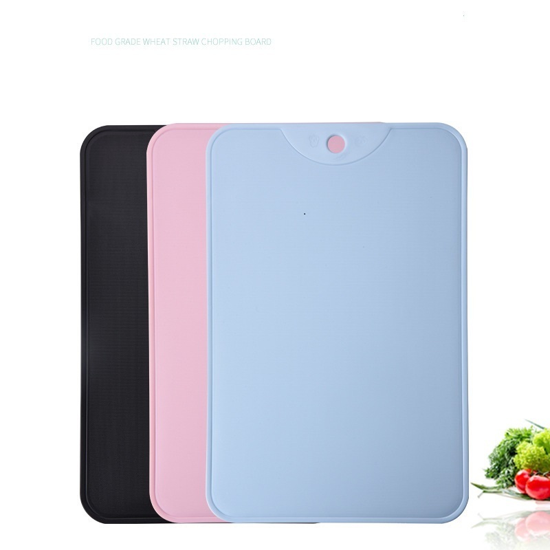 Custom Logo Thick Kitchen Wheat Straw Fiber Plastic TPR Meat Vegetable Cutting Board Chopping