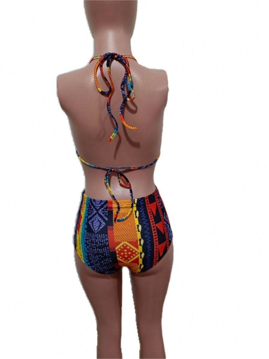 Women Tank Top Summer Sexy Bikini Swim Suit Colorful Print 2 Piece Bra And Shorts Beach Set