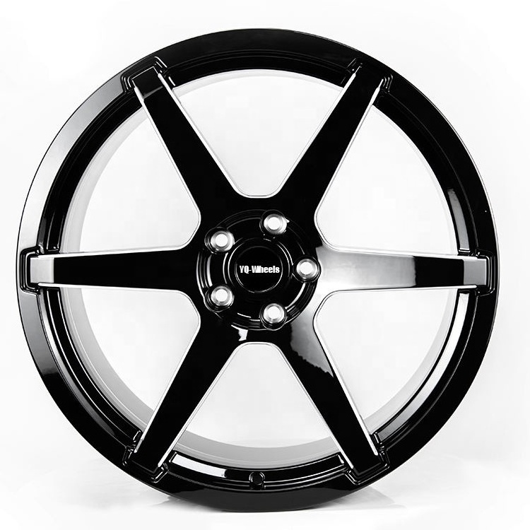 Factory Sale Car Rims 17 18 19 20 21 22 23 24 inch Custom Gloss Black Polish Aluminium alloy Five Spoke Forged Wheels