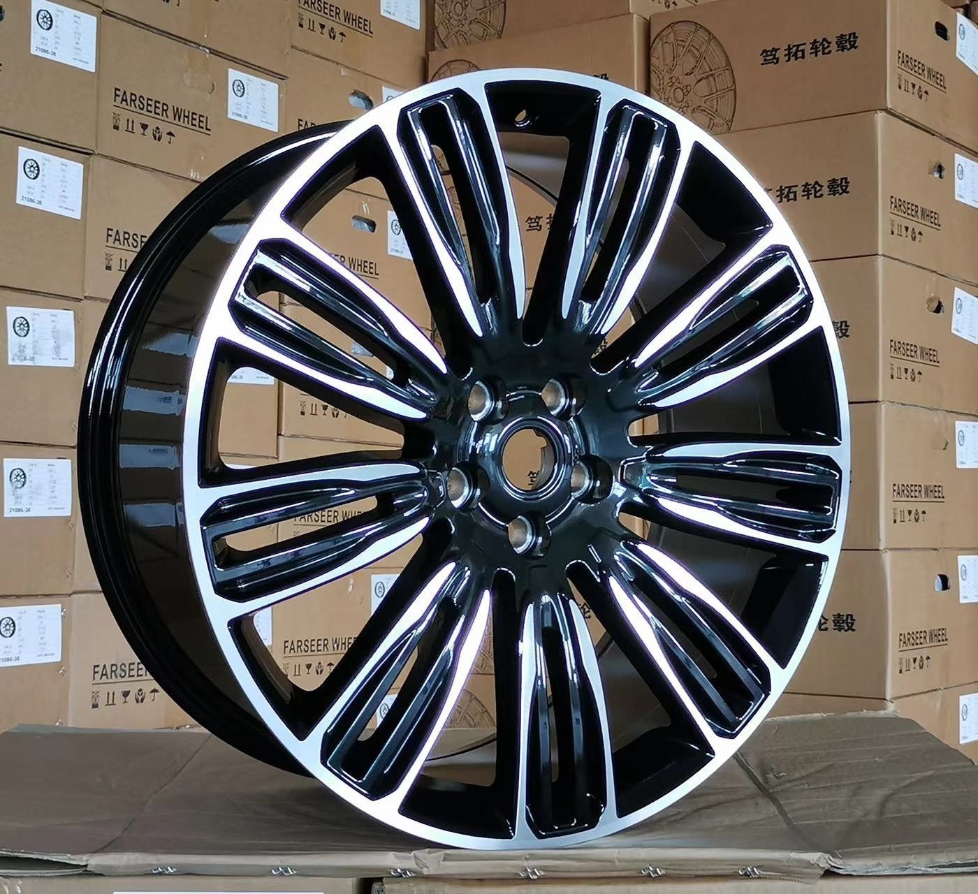 Wholesale 22 inch Black 5X108 5X120 Gloss Black Alloy Rims Passenger Car Wheels For range rover evoque Car Rims