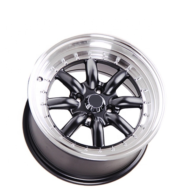 wholesales mini 13 15 inch 4 holes PCD 4x100 114.3 ET35 Black deep dish aluminum alloy wheel rims