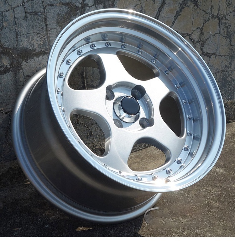 Factory Hot sales 15 inch 4X100 Five spoke deep dish Rims Silver Alloy Car wheels