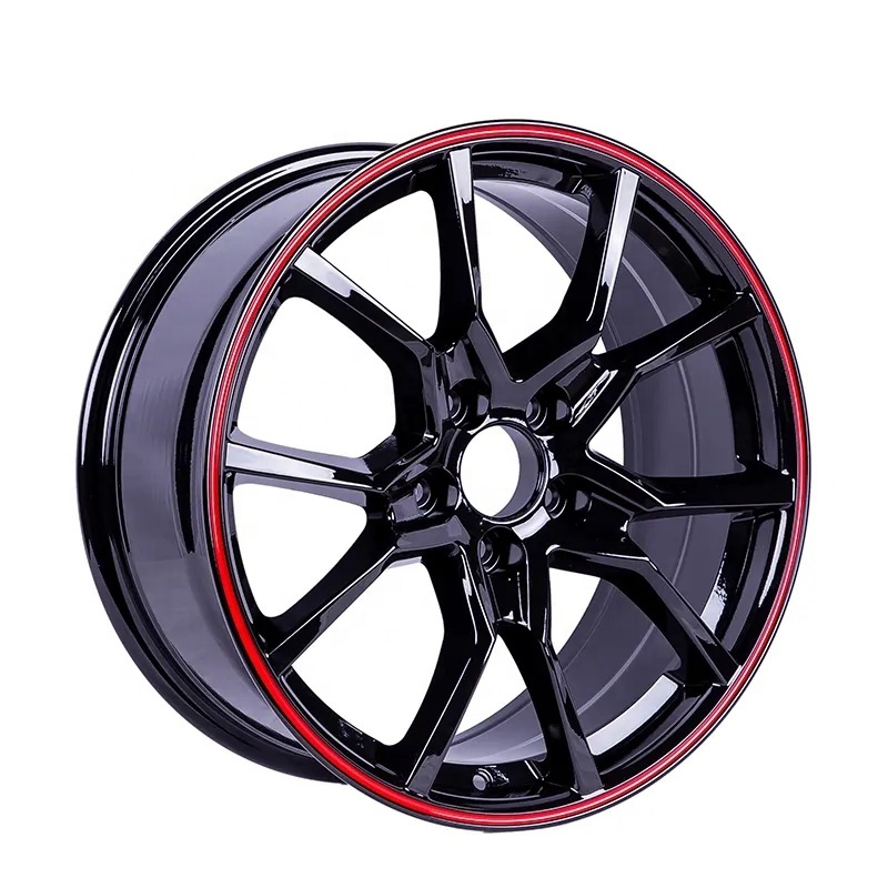 YQ RTS black and red rims 15-18 inch 4-5 lug 5x114.3 4*100 aluminum alloy wheels aftermarket rims