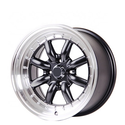 wholesales mini 13 15 inch 4 holes PCD 4x100 114.3 ET35 Black deep dish aluminum alloy wheel rims