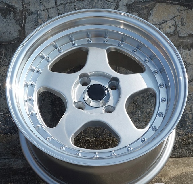 Factory Hot sales 15 inch 4X100 Five spoke deep dish Rims Silver Alloy Car wheels