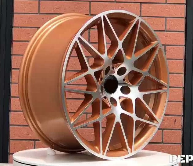 New design alloy wheels rims 19 20 inch 5X120 Gold Mesh Design Racing Passenger Car Wheels for BMW M4 M3 M5 M7 Golden Polished