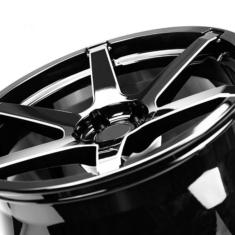 Factory Sale Car Rims 17 18 19 20 21 22 23 24 inch Custom Gloss Black Polish Aluminium alloy Five Spoke Forged Wheels