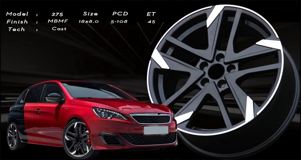 Hot Alloy Wheels Car Rims 17 18 Inch 7J 8J 108 PCD Multi 4 5 Spoke PCD 20 25 40 45 ET MBMF For Peugeot In Stock