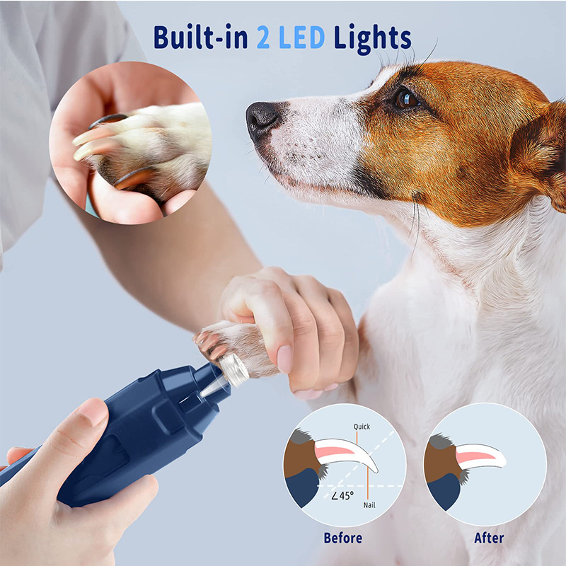 2 LED Light 12000rpm 6 Speeds Rechargeable Electric Cats Cleaning Pet Grooming Clippers Cutter Dogs Paw Nail Grinder