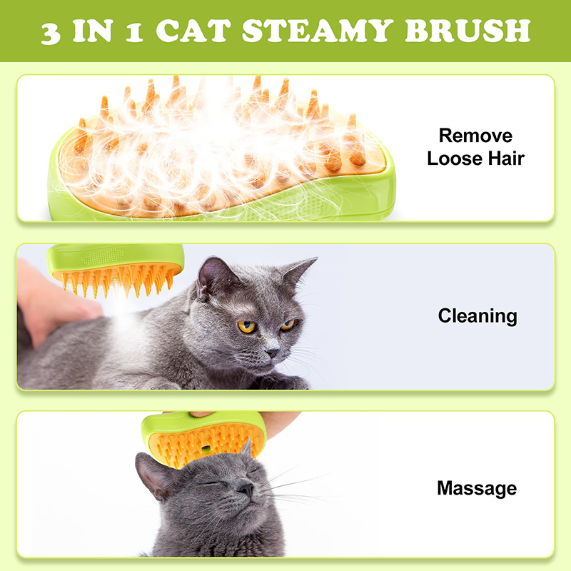 TPR 3 in 1 Hair Cleaning Electric Steaming Spray Comb Hair Cleanser Vapor Pet Grooming Steamy Brush for Dogs Cats