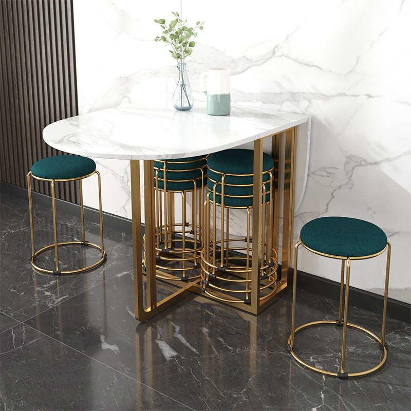 2024 YOUTAI Modern simple gold table legs rock plate folding home telescopic dining table and chair furniture set