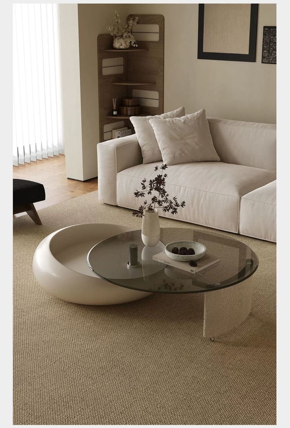 2024 YOUTAI new trend movable coffee table with wheels 2 round coffee table set living room furniture