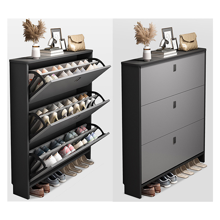 Italian Luxury Modern Storage Rack Wooden Shoe Cabinet Double Dump Shoe Cabinet Rack