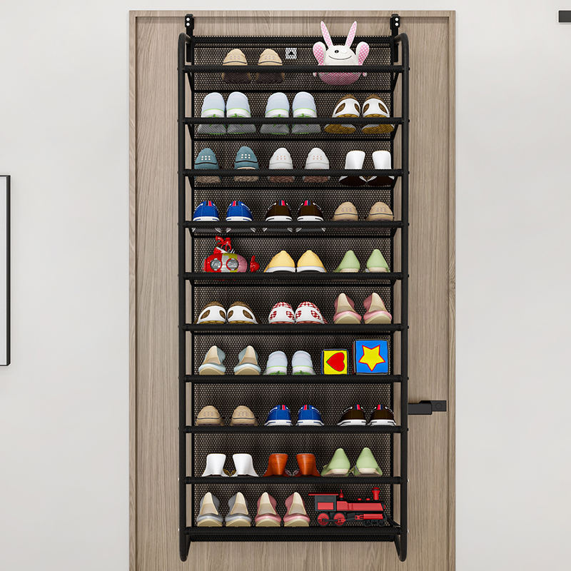 Door hanging 10 layers iron frame and net cloth combined with multifunctional door hanging shoe rack