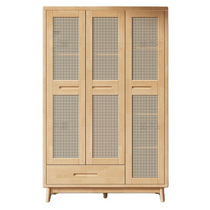 2024 YOUTAI High Quality Solid Wood Rattan Storage Cabinet Bedroom Furniture Wardrobe