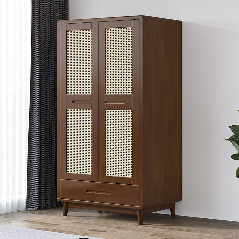 2024 YOUTAI High Quality Solid Wood Rattan Storage Cabinet Bedroom Furniture Wardrobe