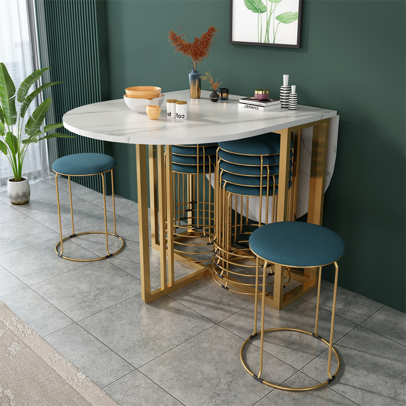 2024 YOUTAI Modern simple gold table legs rock plate folding home telescopic dining table and chair furniture set