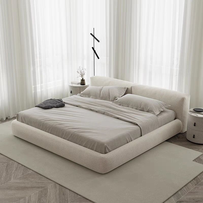 2024 YOUTAI modern Italian minimalist up-holstered beds faux fabric bed with latex mattress comfortable bed